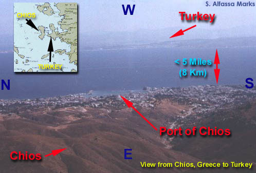 Photos demonstrating proximity of Turkey from Chios